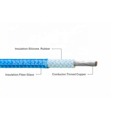 UL3122 Glasvezel gevlochten draad met 300V nominale spanning en 200C hoge temperatuur siliconen rubber isolatie en geblokkeerde koperen geleider